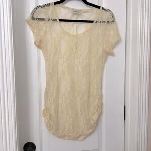 Pink love beige lace top size XL